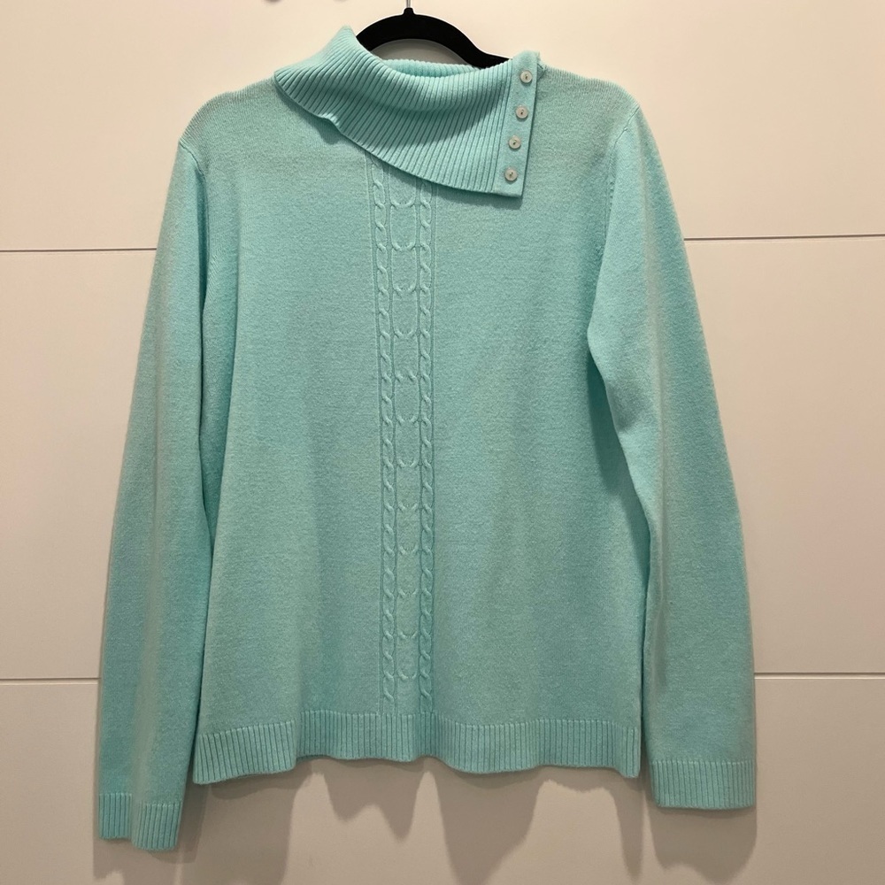 White Stag Aqua Open Turtleneck Sweater Size L